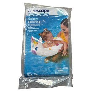 Bluescape Unicorn Split Ring Pool Float‎  Ages 3-6 White New Puncture Resistant